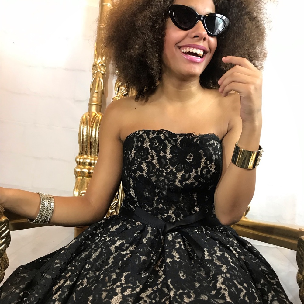 Robert Rodriguez strapless cocktail dress.